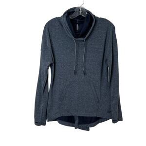 Mondetta Long Sleeve Lightweight Funnel Neck Open Back Pullover Sweatshirt Blue